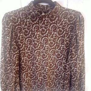 Loft Mock Turtleneck Floral Blouse, size MP